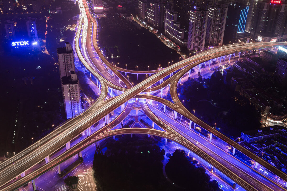 Highways at night in the city