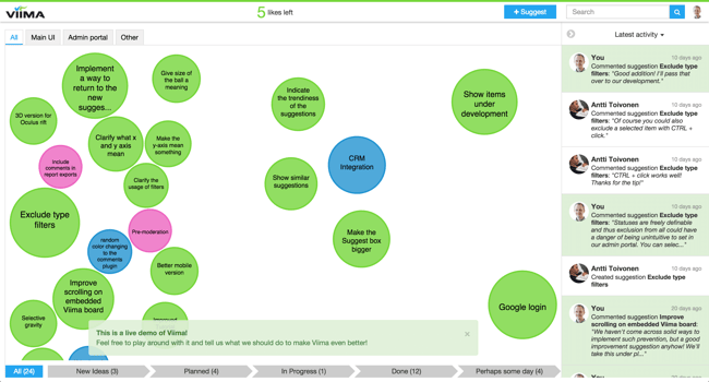 Viima software de gestión de ideas y feedback